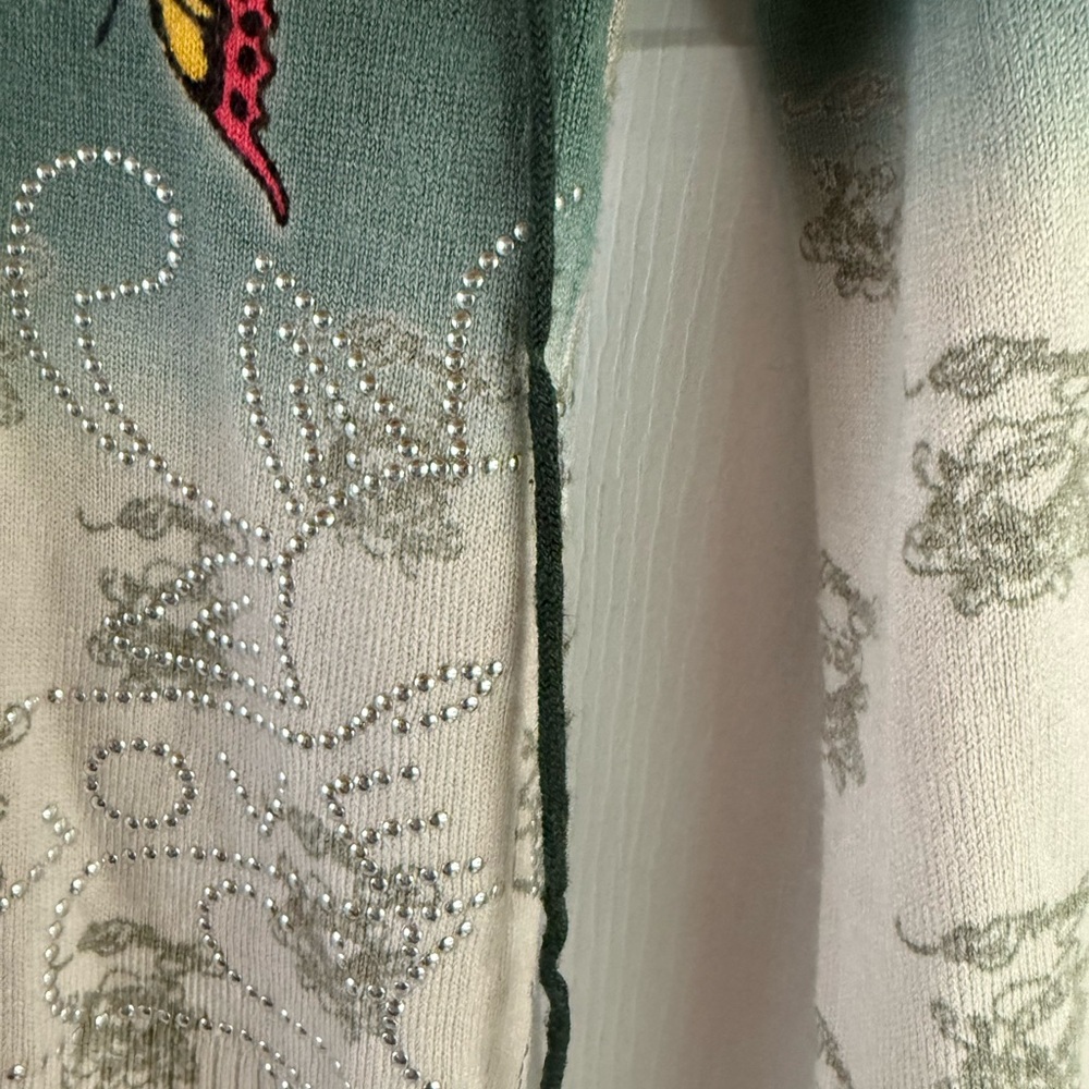 Ed Hardy by Christian Audigier Women's Sweater Butterfly Rhinestone Hood Y2K - Picture 2 of 13